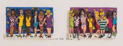 James Rizzi, 1950-2011, Love For Sale, 3D- Konstruktion, 1990, handsign., num. 138/350, Motiv 5,5x18 cm, Blattgr. 12x24 cm
