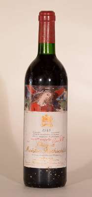 1 Flasche 1985 Chateau Mouton Rothschild, Pauillac, Premier Grand Cru Classe, ca. 75 cl,Füllstand: ca. into neck, unverkostet, Etikettund Flasche l. ...