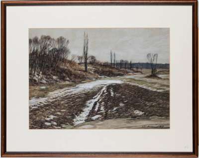 Werner Brand, geb. 1933 Löbau, Teufelskanzel bei Jockrim, Aquarell/Papier, sign., dat. 1987, PP-Ausschnitt 42x59 cm, unter Glas gerahmt, gesamt ...