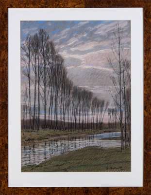 Werner Brand, geb. 1933 Löbau, Altwasser, Pastell/Papier, sign., PP-Ausschnitt ca. 56x40,5 cm, unter Glas gerahmt, gesamt 71,5x56cm