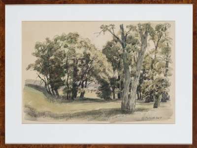 Werner Brand, geb. 1933 Löbau, Dorgone Frankreich, Aquarell/Papier, sign., dat. 2007, PP-Ausschnitt ca. 28x41 cm, unter Glas gerahmt, gesamt 41x53 cm
