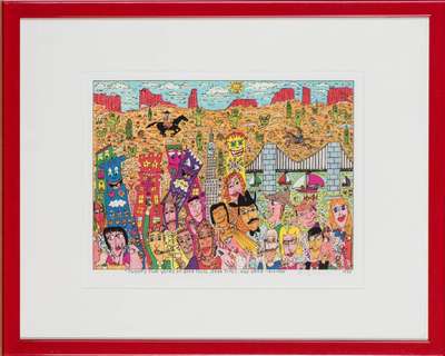 James Rizzi, 1950-2011, Twenty five years of good taste, good times, and good friends, Lithographie, handsign., dat. 1995, Motiv 22,5x30,5 cm, unter ...