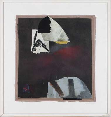 Guiseppe Santomaso, 1907-1990, Siebdruck, sign., num. 85x95, dat. 89, Blattgr. 73x70 cm, unter Glas gerahmt, Blatt leicht stockfleckig