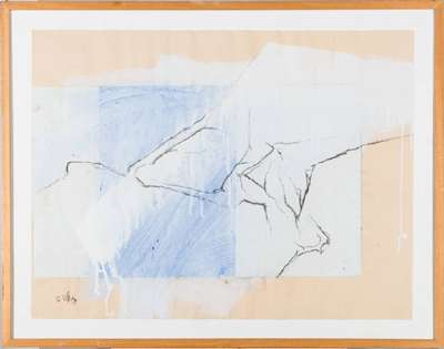 Alexander Voß, zeitgenössischer Künstler, Mischtechnik auf braunem Papier, sign., Blattgr. 60x90 cm, unter Glas gerahmt, gesamt 72,5x92,5 cm