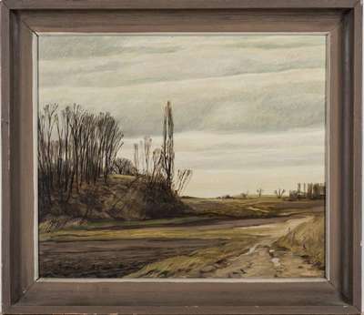 Werner Brand, geb. 1933 Löbau, Landschaft, Öl/Platte, sign., dat. (19)85, ca. 30x36 cm, Rahmen