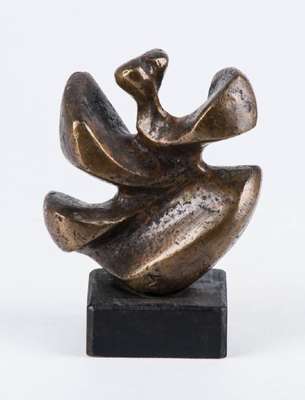 Rudolf Scheurer, geb. 1931, Bronze-Skulptur auf schwarzem Holzsockel, monogram., dat. 77, ca. 17x12x6,5 cm
