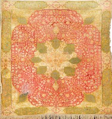 Kaisery-Flosh mit Metall, Türkei, um 1890, Flosh/Baumwolle, ca. 148 x 148 cm, EHZ: 4-5 (getuschter Grund)