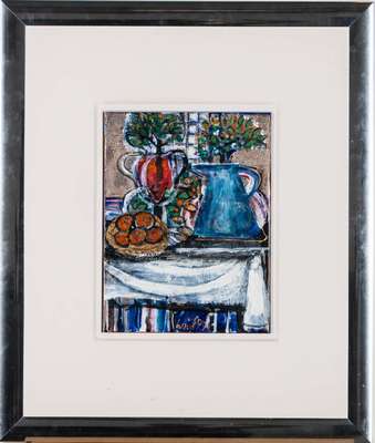 Karl Kaul, geb. 1934, Konvolut aus 2 Keramikmalereien, je sign., dat. 97, ca. 33x25cm, je gerahmt, gesamt 54x67 cm