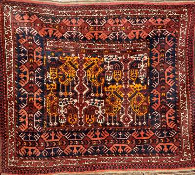 Ersari "Herdteppich" alt, Afghanistan, um 1940, Wolle auf Wolle, ca. 120 x 106 cm, EHZ: 2-3