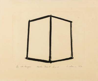 Richard Serra, geb. 1939, Berlin Block forged, Lithographie, handsign., dat. 1977, betitelt, num. 5/40, gewidmet, Blattgr. 50x60 cm, unter Glas ...
