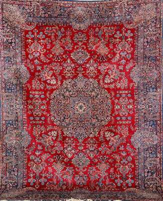 Feiner Kerman alt, Persien, um 1940, Korkwolle, ca. 335 x 251 cm, hochwertige Qualität, edel und dekorativ, EHZ: 2, mit Boteh Motiven