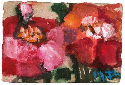 Klaus Fussmann, geb. 1938 Velbert, Rosen, Aquarell, re unten sign., dat. (20)14, verso nochmals sign. und dat., Blattgr. 10,5x14,5 cm