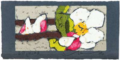 Klaus Fussmann, geb. 1938 Velbert, Apfelblüte, Farblinolschnitt, handsign., num. 30/200, Blattgr. 10x19 cm