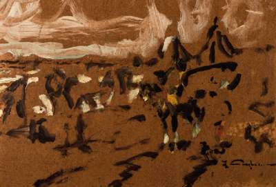 Julius Seyler, 1873-1955, Indianer, Öl/Karton, re unten sign., ca. 32,5x47,5 cm, Rahmen, gesamt 42x56,5 cm, Provenienz: Schweizer Privatsammlung, ...