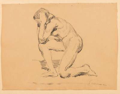 Hans Purrmann, 1880-1966, Frauenakt, Kohlezeichnung auf Papier, re unten handsign., Blattgr. 29x37cm, mit Rahmen 46,5x56,5 cm