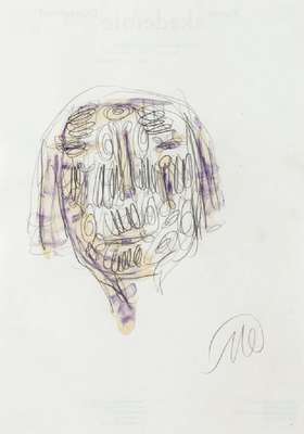 Markus Lüpertz, geb. 1941, Kopf, Aquarell auf Papier, handsign., aus 2014, Blattgr. 30x21 cm, unter Glas gerahmt, gesamt 62x48,4 cm
