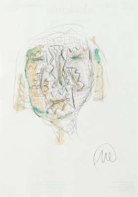 Markus Lüpertz, geb. 1941, Kopf, Aquarell auf Papier, handsign., aus 2014, Blattgr. 30x21 cm, unter Glas gerahmt, gesamt 62x48,4 cm