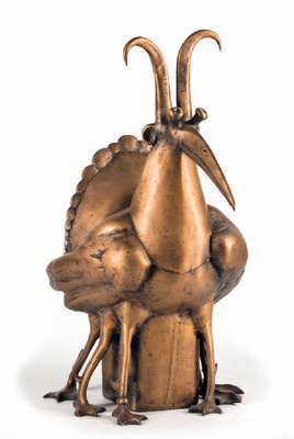 Gernot Rumpf, geb. 1941 Kaiserslautern, Gamsdritschenmännchen, Bronzeskulptur, Unikat, sign., Gießerstempel, ca. 56x30x37 cm, ca. 15 Kg