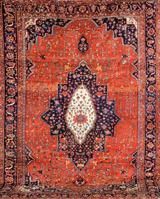 Großer Farahan antik, Persien, 19.Jhd., Wolle auf Baumwolle, ca. 363 x 257 cm, seltenes Format, ausdrucksstarke Naturfarben, EHZ: 2-3, edel und ...