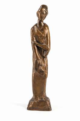 Berthold Müller-Oerlinghausen, 1893-1981, Japanerin mit Fächer, 1965, Bronzeskulptur, H. 35 cm, Vgl. WVZ Henze 449.