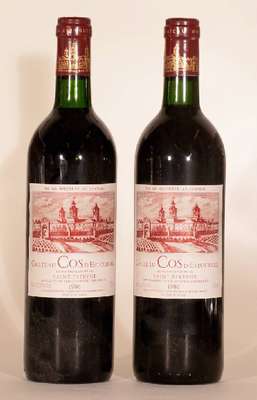 2 Flaschen 1986 Chateau Cos D`Estournel, Saint-Estephe, je ca. 75 cl, 12,5 % Vol., Füllstände: je ca. into neck, unverkostet, sehr gute ...