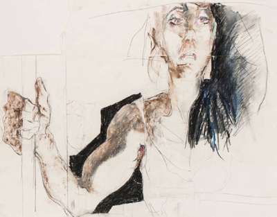 Horst Janssen, 1929-1995, Farbkreide, Farbstift und Bleistift auf Papier, um 1993, handsign., Blattgr. 65,3x72,6 cm, unter Glas in edlem Rahmen ...