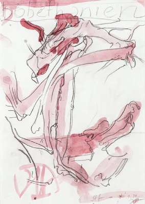 Horst Janssen, 1929-1995, Bobethanien, Aquarell, handsign., dat. 1991, Blattgr. 30x21 cm, unter Glas gerahmt, gesamt 62x51 cm, Provenienz: Sammlung ...