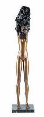 Bruno Bruni, geb. 1935 Gradara, La Divina, 1981, Bronzeskulptur mit gold - brauner Patina, sign., num. 547/1000, H. 102 cm