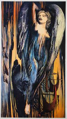 Ernst Fuchs, geb. 1930 Wien, Engel über Wien, Giclee auf Leinwand, handsign., num. 182/300, aus 2012, Blattgr. 61x105,5 cm
