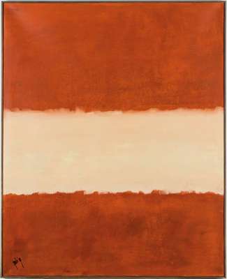 Gaston Galé, zeitgenössischer Belgischer Künstler, Abstrakte Komposition in Orange, sign., ca. 100x80 cm, Leisten