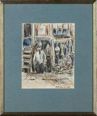 Marie Henri MacKenzie, 1878-1961, Kohle/Aquarell Zeichnung, sign., PP-Ausschnitt 25x20 cm, unter Glas gerahmt, gesamt 45x38 cm