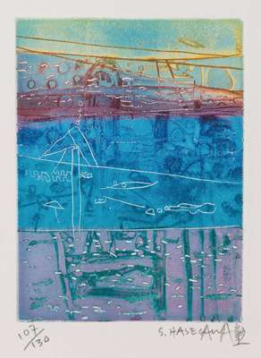 Shoichi Hasegawa, geb. 1929, Radierung, handsign., num. 107/130, Platte 21x16cm, Blattgr. 38x29cm