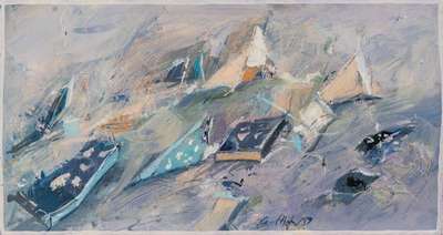 Gerhard Hofmann, geb. 1957 Worms, Acryl/Karton, sign., dat. 89, ca. 20x37,5 cm