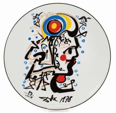 Salvador Dali, 1904-1989, Porzellanteller, ca. 24 cm, inkl. Aufsteller