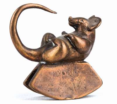 Gernot Rumpf, geb. 1941 Kaiserslautern, Schwing-Maus, Bronzeskulptur, monogr., ca. 10x10 cm