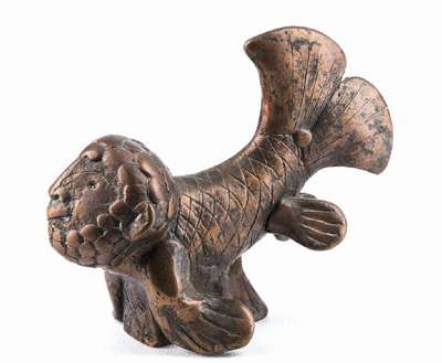 Gernot Rumpf, geb. 1941 Kaiserslautern, Fischmann, Bronzeskulptur, monogr., Gießerstempel, ca. 15x12 cm