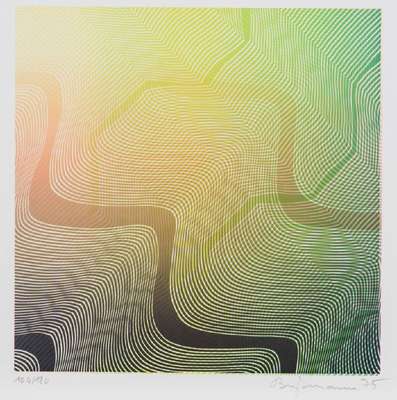 Volker Bussmann, geb. 1945, Farbserigraphie,handsign., num. 104/120, Blattgr. 21x21 cm