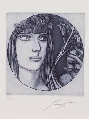Ernst Fuchs, 1930-2015, Monographie, Mappe mit 8 Radierungen auf Bütten, Edition Hartmann München, 1976, je handsign., num. 806/3000, Blattgr. ...