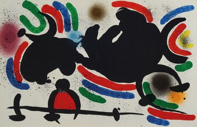 Joan Miro, 1893-1983 , Konvolut aus 2 Farblithografien, Blattgr. ca. 38x55 cm eins davon ist sign.