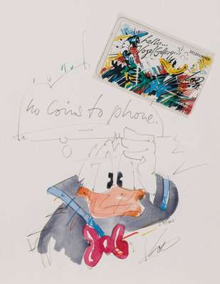 Wolfgang Loesche, geb. 1947, Konvolut aus 2 Aquarellen, eins mit Telefonkarte, je sign., Blattgr. je 27x20 cm
