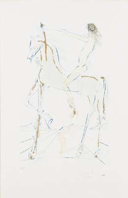 Salvador Dali, 1904-1989, Die Geliebte ist schön wie eine Pferdeherde, aus "Das Hohe Lieddes Salomon", 1971, Farbradierung mit Gold- ...
