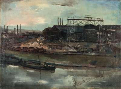 Fritz Zolnhofer, 1896-1965, Industrielandschaft an der Saar, Öl/Lwd, sign., ca. 61x81 cm