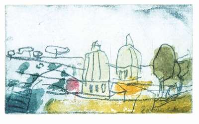 Klaus Fussmann, geb. 1938 Velbert, Blick auf St. Peter, Radierung, handsign., num. 2/200, Platte ca. 9x15 cm, Blattgr. 13x20,5 cm