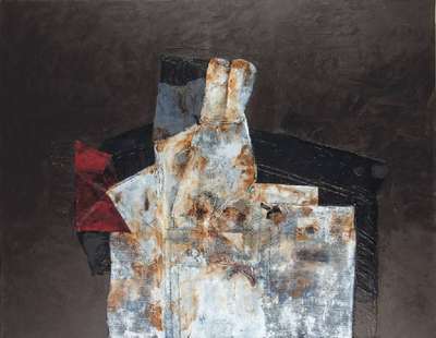 unbekannter Künstler, Composition 453, Mischtechnik auf Lwd, verso undeutlich sign., dat. Paris 2013, ca. 114x145 cm