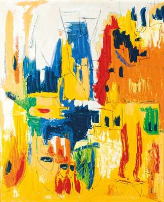 unbekannter Künstler, abstrakte Farbkomposition, Acryl/Holzplatte, unsign., ca. 126x106 cm, Rahmen