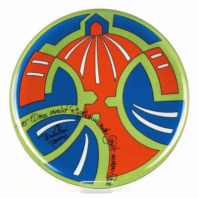 Emilio Pucci, 1914-1992, Künstlerteller, Porzellan, Rosenthal Edition, num. 3788/5000, ca. 26x26 cm