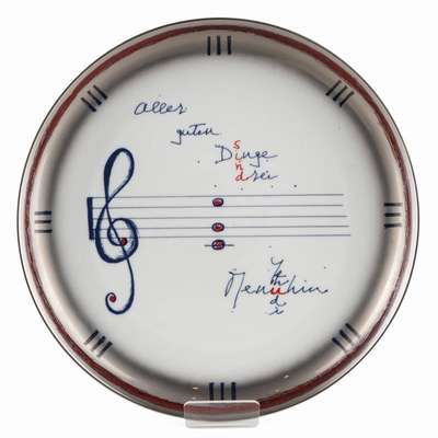 Yehudi Menuhin, 1916-1999, Künstlerteller, Porzellan, Rosenthal Edition, num. 4367/5000, ca. 26x26 cm