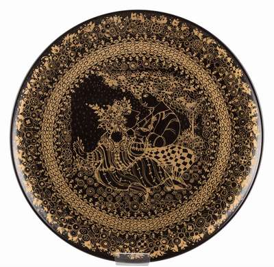Björn Wiinblad, 1918-2006, Porzellanteller, aus der Reihe "Die Jahreszeiten - Frühling", verso gestempelt Rosenthal, ca. 35 cm