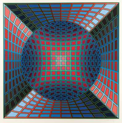 Victor Vasarely, 1906-1997, Farbserigraphie,"VI-VA", aus 1978, Edition Denise René, handsign., num. 28/250, ca. 78x78 cm, unter Glas ...