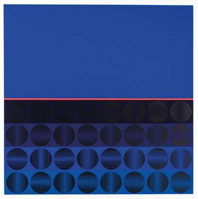 unbekannter Künstler, Komposition Blau II, große Farbserigraphie, unleserlich sign., num. 9/200, Blattgr. 80x80 cm